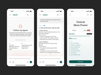 Omnize - AI Mobile Design ai ai assistant animation app card ui chat clean digital internet mobile mobile design modern motion graphics smartphone tech technology ui ux voice ai voice assistant