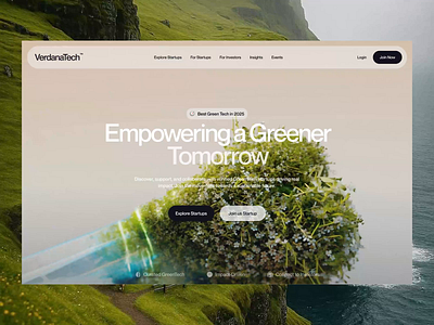 VerdanaTech - GreenTech Startups Website Interaction 3d 3d animation animation interction landing page prototyping startup ui ui design uiux ux design web design website
