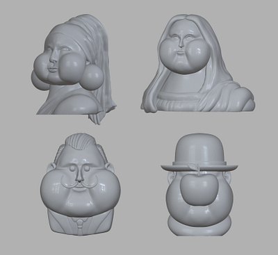 3D Classic masterpieces reimagined in chubby charm! 3d 3dart 3dartist 3ddesign 3dmodeling characterdesign conceptart digitalsculpting modernsculpture sculpture stylizedart