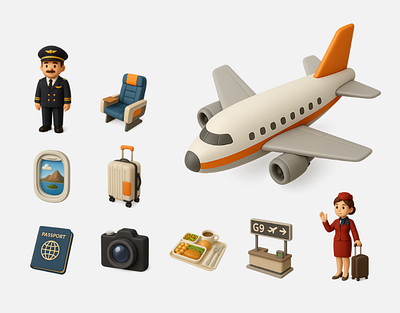 Travel Essentials 3D Icon Pack 3d 3d design 3d icon 3d icon pack 3d illustration 3d object 3d vector design digital art digital illustration icon illustration travel essentials travel icon travel pack vector vector icon