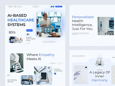AI in Healthcare & Diagnostics Clean Modern Landing Page Design ai app design artificial intelligence biotech clean clinic doctor health health tracking healthcare healthtech hospital medical care medicine mobile app online medicine