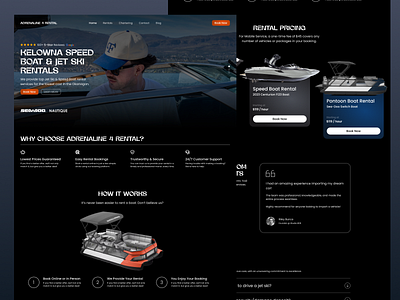Vehicle & Boat Rental Website Landing Page Startup Company adrenaline adventure boat branding company epic exciting figma lake landing page modern ocean rent rental sport startup vehicle visual identity water website