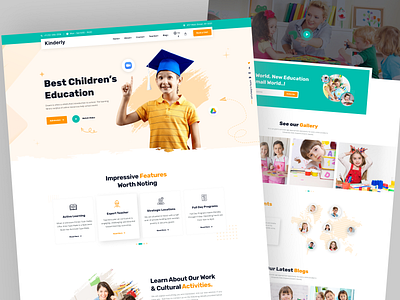 Children’s Modern Education Platform Website Landing Page 🎨📚 casino classes college course e learning education elearning landing page learning learning management system learning platform online course schoo student teacher teaching training ui university ux