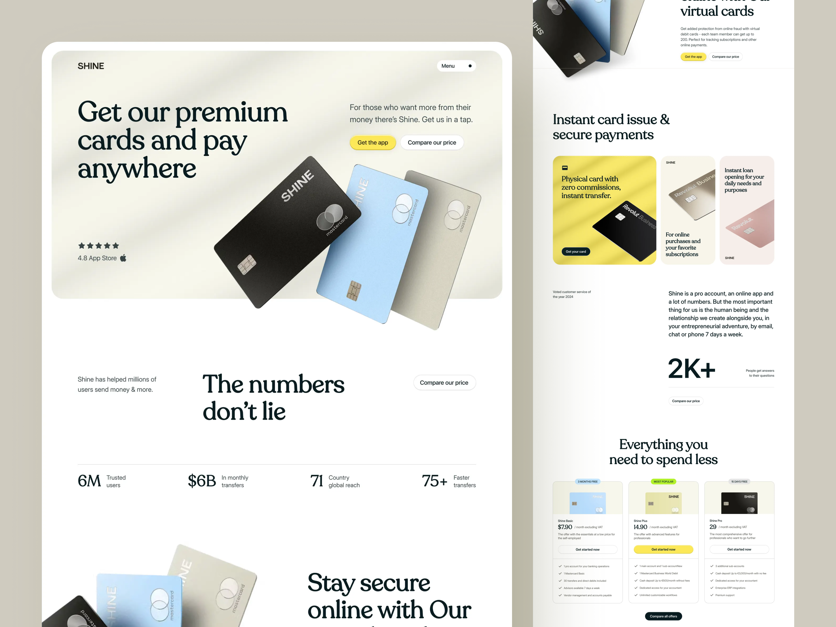 Example of SHINE – Finance Payment Website UI/UX Design