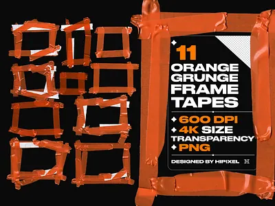 Orange Grunge Frame Tapes adhesive alpha crumpled frame glue grunge grunge frame mockup overlay plastic png tape tape overlay texture torn transparent warp washi