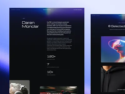 Monclar Portfolio Website - About Page about page agency clean framer hero section landing page minimal no code personal portfolio responsive site ui ux web design webflow