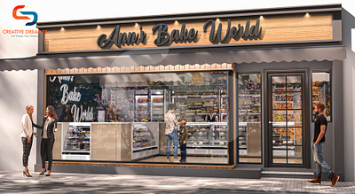 3D Architectural Design of a Bakery Shop 3d 3d modeing 3d rendering 3darchitecture 3dmodeling 3drendering animation blenderarchitecture visualization