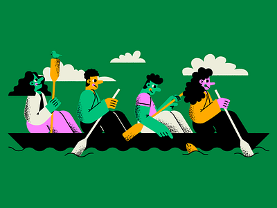 Team misalignment alignment bird boat illustration misalignment people rowing teamwork water