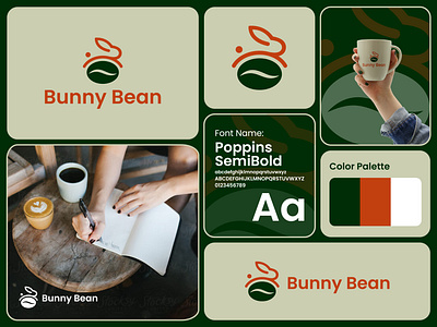 Bunny Bean Logo & Brand Identity Design (Unused – For Sale) bean bean logo brand identity branding cafe logo coffee coffee brand coffee shop coffeehouse logo logo creation logo design logo designer logo mark logo type logofolio minimalist modern rabbit logo symbol
