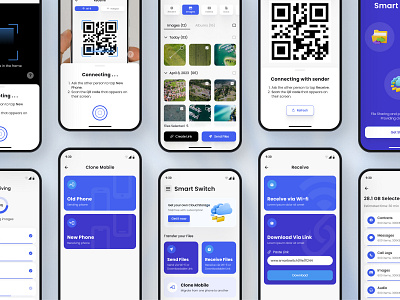Smart Switch Mobile App 📂 android app design app design inspiration app interface app onboarding clean ui clone phone app dark mode app data transfer app file sharing app file transfer app ios app minimal app design mobile app concept mobile app design mobile ui mobile ux modern ui product design ui design system ui ux design