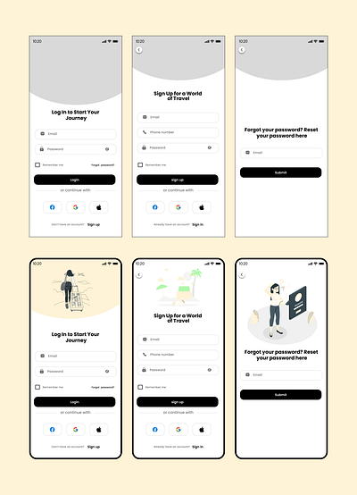 Login screen app design create account designer fintech login
