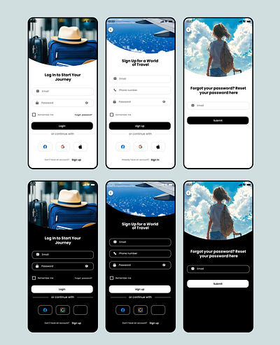 forgot your password app design create account dark mode fintech graphic design light mode login ui