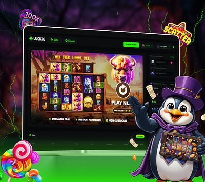 Casino slot game casino dark mode gambling game illustration game interface game interface g gaming page slot game slot machine ui design uiux web design website