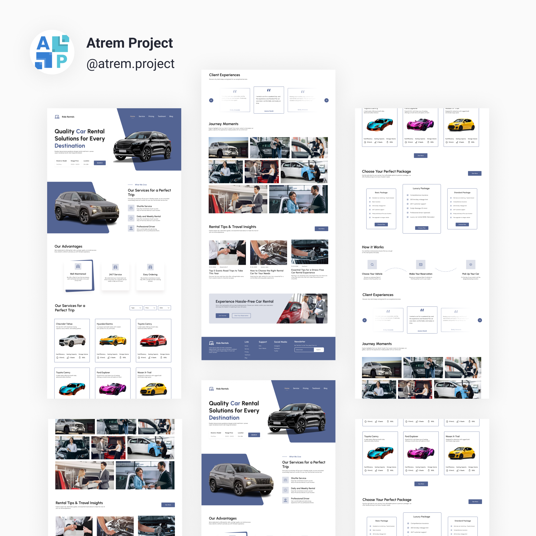 Ride Rentals - Landing Page Rental Car atrem project figma mobile app ui ui design uiux user interface ux ux design web design