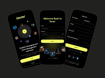 Event Discovery App app design create account event booking event discovery app event management forgot password log in log out login sign up login page login screen mobile app mobile app design onboarding app registration reset password sign up page sing in sing up splash screen