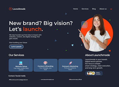 Launchmode Home Page graphic design ui