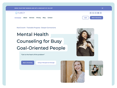 Clarity Counseling – Website Design & UX Strategy casestudy cleanui counselingwebsite designcasestudy healthcaredesign mentalhealthdesign mentalwellness minimaldesign psychologywebsite responsivedesign therapistbranding therapywebsite uiux uxdesign webdesign websitedesign wellnessdesign