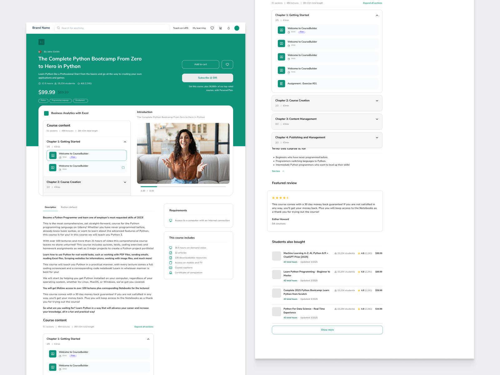 LMS-Course detail #02 design saas ui ux