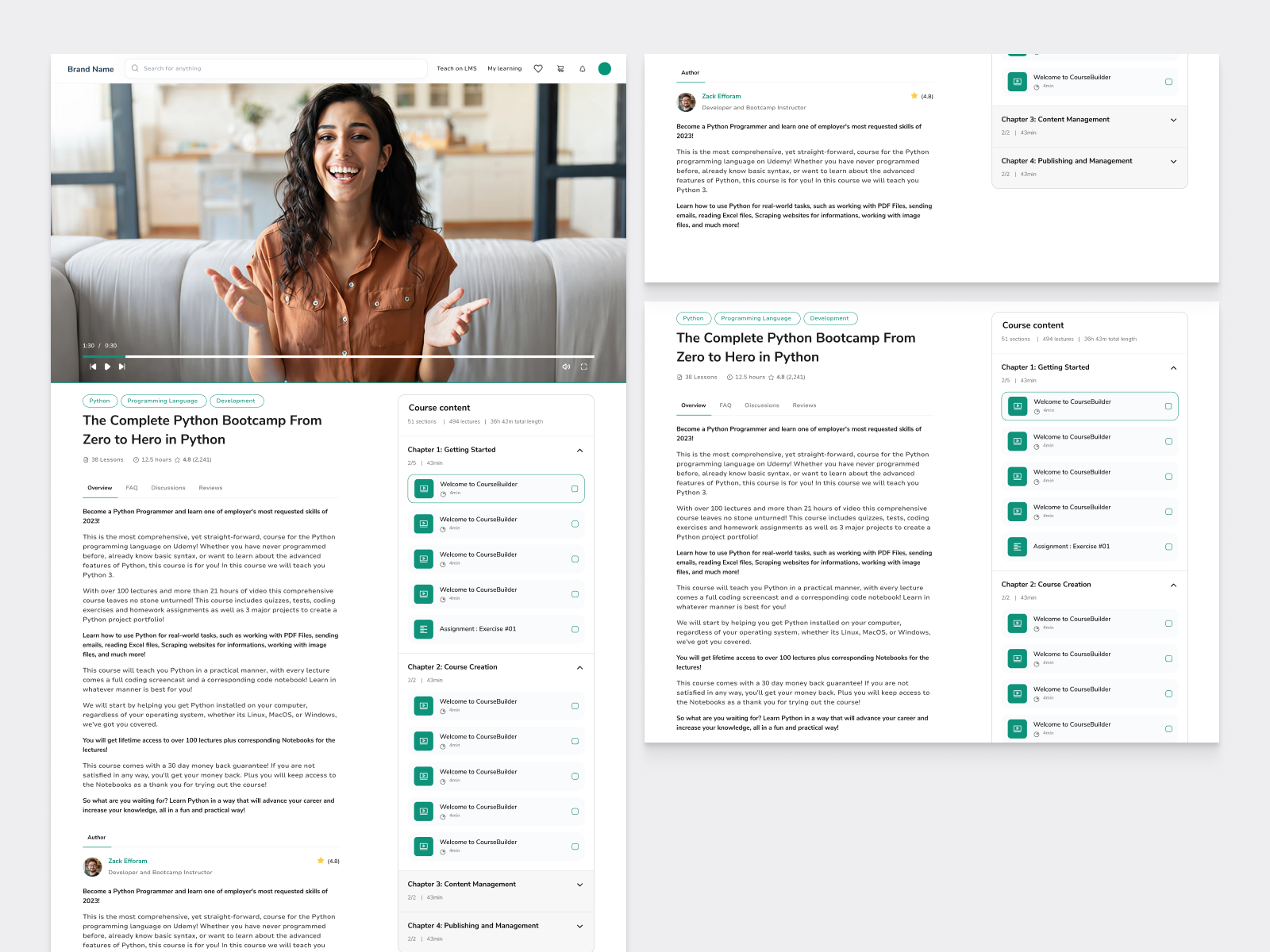 LMS-Course detail #03 dashboard design saas ui ux