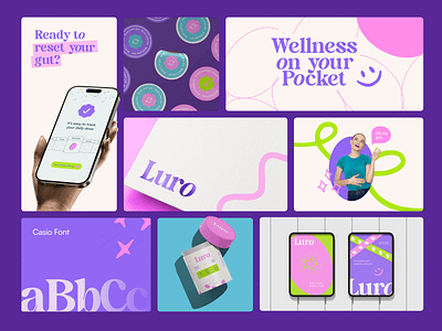 🎉 Luro – Gummy Identity & Branding ai brand identity branding colors dashboard design gummy healthcare illustration landing page logo design mockups packaging pattern typography visual idendity website