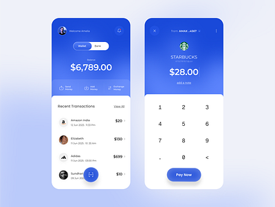 Wallet App, Transactions & Payment Flow appconcept appinterface clean color digitalwallet fintech fintechdesign glass minimal uiux walletapp