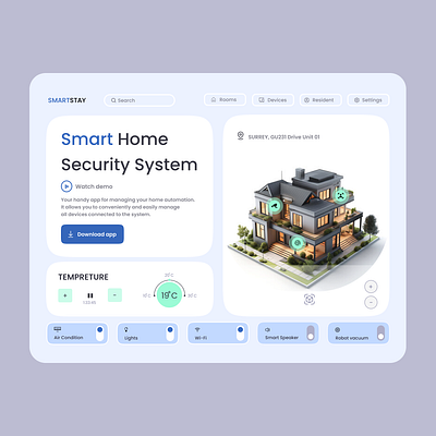 SmartStay Home Page graphic design ui