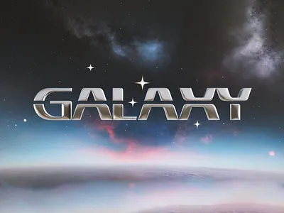 Lettering Galaxy Y2K Render 2000 ae chrome galaxy graphic design handlettering identity lettering logo logotype retro silver type typography y2k