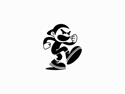 Angry Walking Kid Logo angry boy branding cap cartoon design fun icon identity illustration kid logo man mark playful retro symbol vector walking