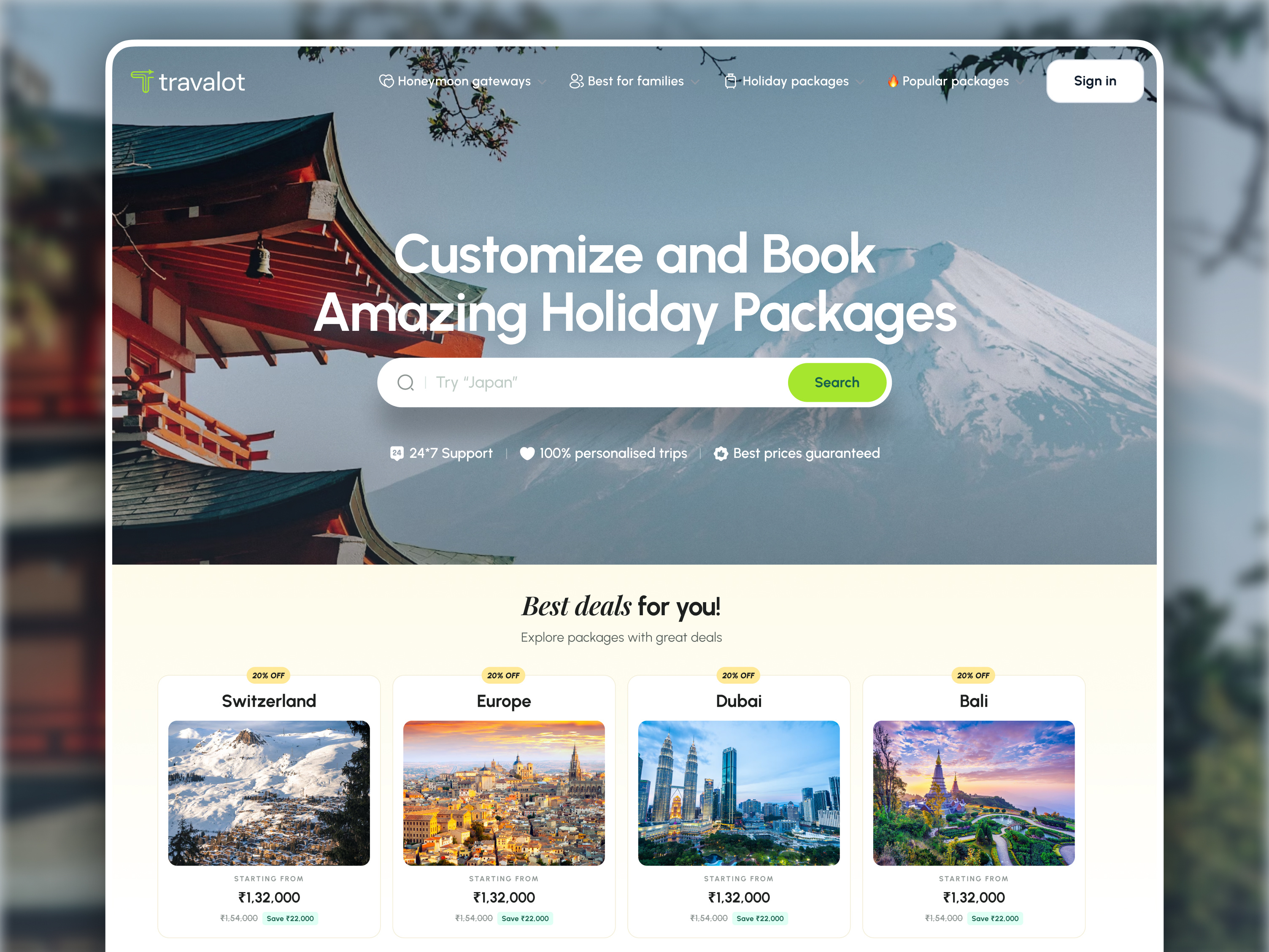 Example of Travel Website Design