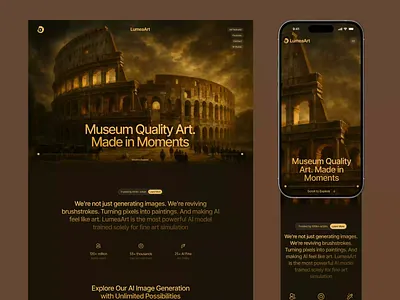 Museum Quality Ai Art Generator Landing Page ai ai home page aiart animation art ai converting website design home page landing page minimal museum museum landing page museum website oilpainting premium wesite sajon ui ux website website design