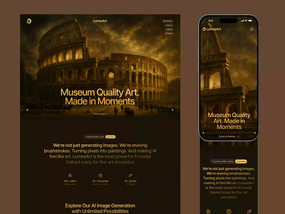 Museum Quality Ai Art Generator Landing Page ai ai home page aiart animation art ai converting website design home page landing page minimal museum museum landing page museum website oilpainting premium wesite sajon ui ux website website design