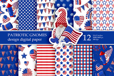 4th of July America Patriotic Digital Paper Pack 3d animation graphic design motion graphics