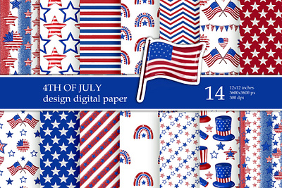 4th of July America Patriotic Digital Paper Pack 3d animation graphic design motion graphics
