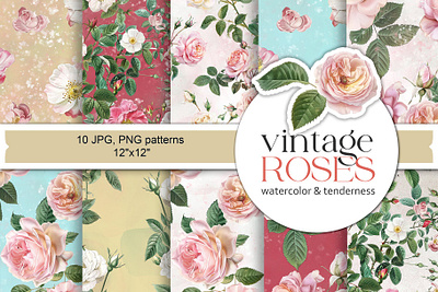 Vintage Floral Seamless Pattern Pink Roses 3d graphic design motion graphics