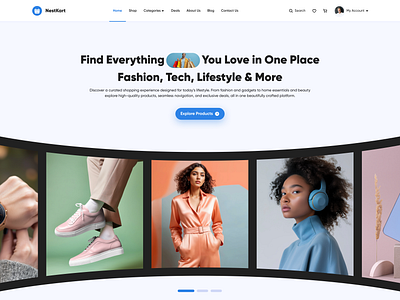 NestKart – Modern E-commerce Website Hero UI ecommerce ecommerce ui landingpage modern herosection webdesign wrteamdesign