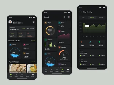 Fitness Tracking Mobile App b2b b2c course dark mode dashboard exercise fitness fitness app gym mobile product design saas saas ui sport statistics ui ux web app web design workout