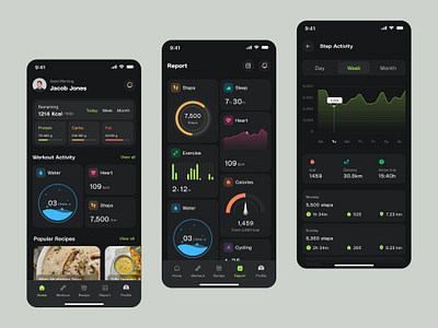 Fitness Tracking Mobile App b2b b2c course dark mode dashboard exercise fitness fitness app gym mobile product design saas saas ui sport statistics ui ux web app web design workout