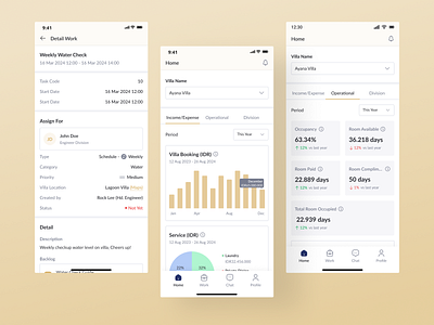 Nuswapada - General Manager Mobile App android booking villa charts design general manager app homepage hospitality ios mobile mobile app mobile application mobile design operational saas ui uidesign uiux ux uxdesign villa app