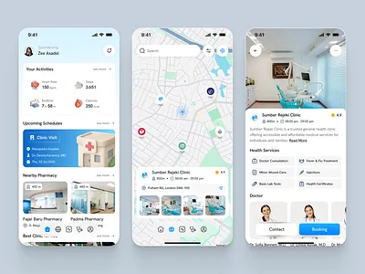 Saraw - Health Mobile Apps animation booking clinic doctor health health care healthcare healthty hospital map maps medic medical medical record medicine medtech mobile mobile app navigation wellness
