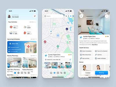 Saraw - Health Mobile Apps animation booking clinic doctor health health care healthcare healthty hospital map maps medic medical medical record medicine medtech mobile mobile app navigation wellness