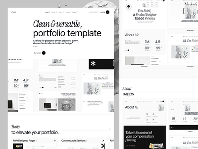 Noire - Portfolio & Agency Website about agency clean company creative detail digital agency framer home pages landing page design landingpage marketing personal website portfolio project studio study case template webflow website