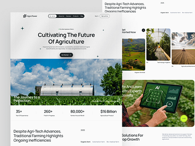 Agro Power – Smart Farming Landing Page branding creative farming farming website figma graphic design hero section landing page minimalist landing page mockups technology ui ui design uiux website website design
