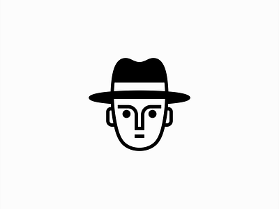 Gentleman Logo branding design emblem face fashion fedora gentleman geometric hat icon illustration lines logo man mark minimalist stylish vector