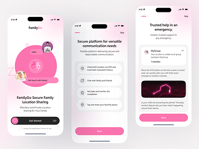 Stay Connected: FamilyGo Onboarding Screens app app design application design family group ios minimal mobile mobile app mobile app design onboarding onboarding app screen design onboarding screen onboarding ui design splash track typography ui ux uiux