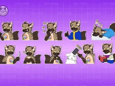 Aardwolf Furry Fursona Sticker Pack aardwolf commissionsopen customstickers foxy maria foxymaria furryart furryartist furryemoji furryfandom furryfursona furryoc furrystickerpack furrystickers fursonastickers
