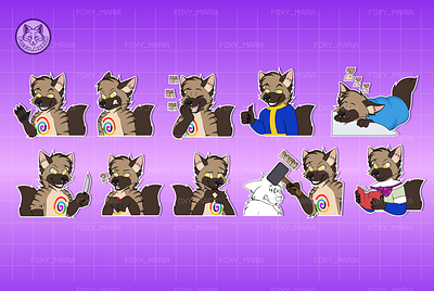 Aardwolf Furry Fursona Sticker Pack aardwolf commissionsopen customstickers foxy maria foxymaria furryart furryartist furryemoji furryfandom furryfursona furryoc furrystickerpack furrystickers fursonastickers