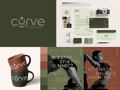 Curve Yoga Logo & Brand Guidelines, Visual Identity brand identity branding design graphic design illustration logo poster