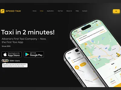 Hero Section Design - Taxi App dark figma hero taxi ui webdesign yellow