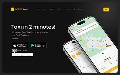 Hero Section Design - Taxi App dark figma hero taxi ui webdesign yellow