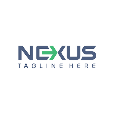 Expensive Elegant Nexus Wordmark Logo for sale advisory arrow buy custom font exclusive for sale forward graphic design investment logo nexus premade purchase ready made wordmark